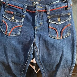 DOLCE AND GABBANA RED PIPING, STRAIGHT LEG